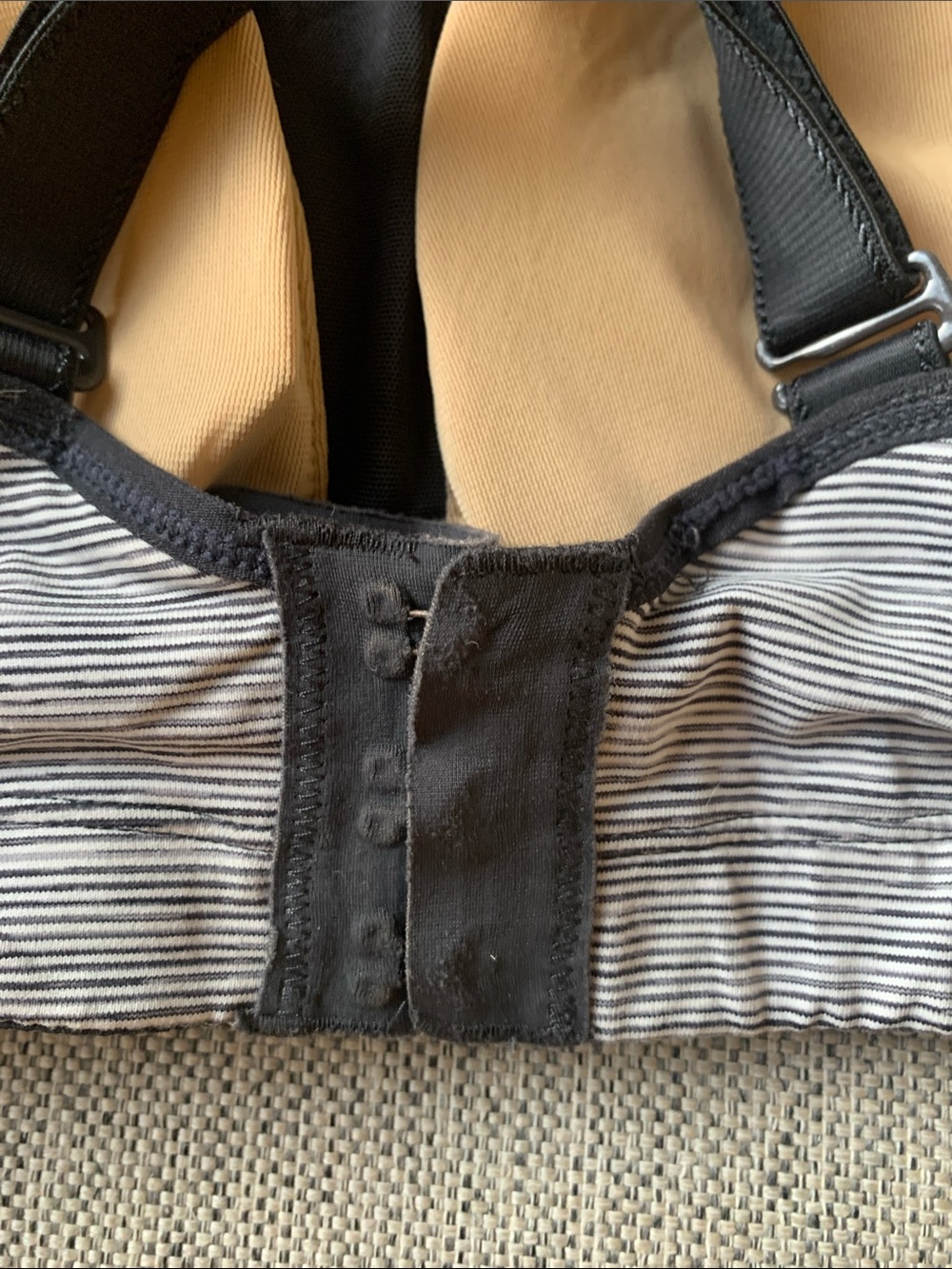 Striped Supportive Lululemon Sports Bra in Light Gray and Black - Picture 4 of 4